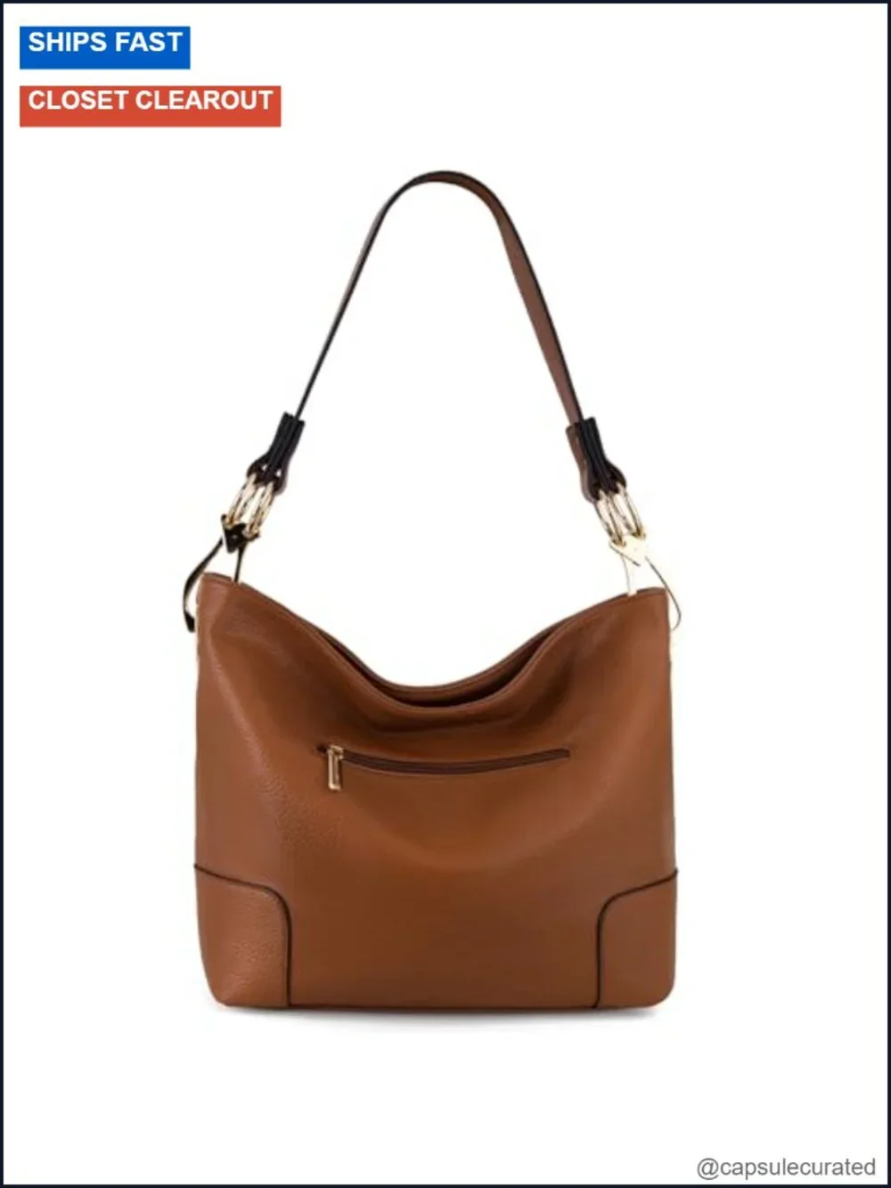 Faux Leather Hobo Bag - Roomy Shoulder Purse - Top Handle Satchel - Bucket